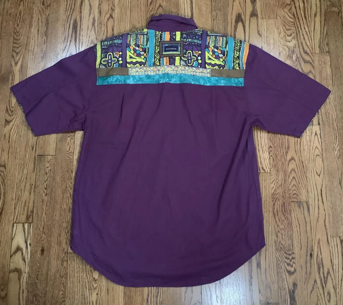 Vintage Major Damage Colorful Button Down Shirt (Size 2, XL) — RootsBK